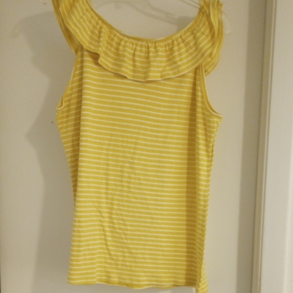 Yellow Striped Ruffle Top - Picture 3 of 5